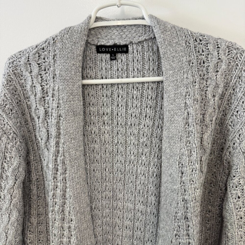 Love Ellie Gray Silva Recycled Long Sleeve Chunky Knit Cardigan Sweater - Picture 5 of 6